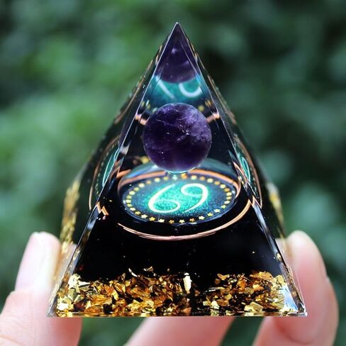 Twelve Constellations Orgone Pyramid - Taurus/Scorpio/Leo/Pisces/Cancer/Virgo/Libra/Aries/Gemini/Aquarius Amethyst - Gift Tool, Home Decor in Kuwait