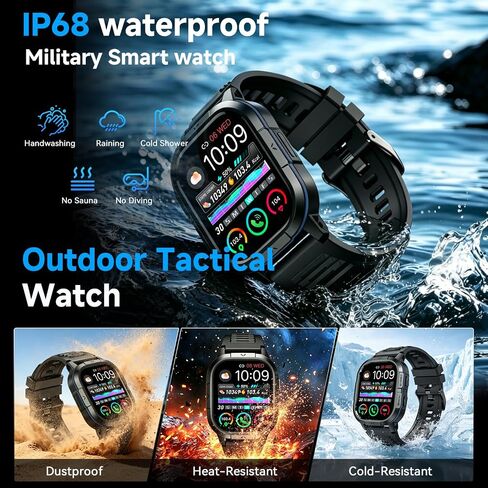 Smart Watch for Men Fitness Tracker: Military Waterproof Make Answer Call Digital Mens Watches Running Step Pedometer Smartwatch Compatible Samsung Android and iPhone Sleep Heart Rate SpO2 Monitor in Saudi Arabia
