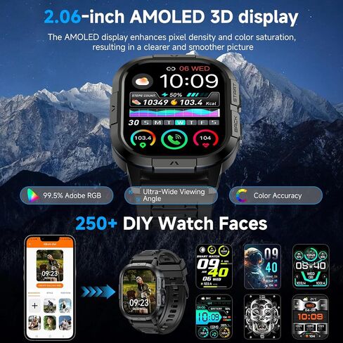 Smart Watch for Men Fitness Tracker: Military Waterproof Make Answer Call Digital Mens Watches Running Step Pedometer Smartwatch Compatible Samsung Android and iPhone Sleep Heart Rate SpO2 Monitor in Saudi Arabia