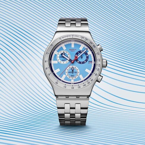 Swatch Skin Irony Unisex Casual Watch Stainless Steel Blue Quartz Water Resistant Midday in THE Mirror in Kuwait