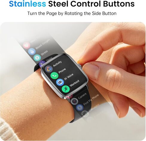 Smart Watch for Women and Men, 1.85" HD Fitness Trackers Compatible with iPhone/Android/Samsung (Answer/Make Calls), Heart Rate/Sleep/SpO2 Monitor, 101+ Sports Modes, IP68 Waterproof, 2 Bands, Black in Saudi Arabia