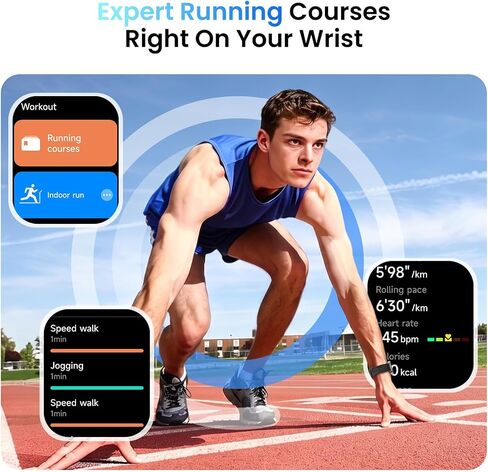 Smart Watch for Women and Men, 1.85" HD Fitness Trackers Compatible with iPhone/Android/Samsung (Answer/Make Calls), Heart Rate/Sleep/SpO2 Monitor, 101+ Sports Modes, IP68 Waterproof, 2 Bands, Black in Saudi Arabia