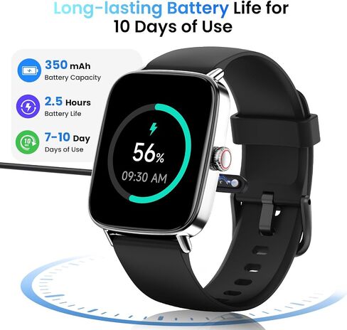 Smart Watch for Women and Men, 1.85" HD Fitness Trackers Compatible with iPhone/Android/Samsung (Answer/Make Calls), Heart Rate/Sleep/SpO2 Monitor, 101+ Sports Modes, IP68 Waterproof, 2 Bands, Black in Saudi Arabia