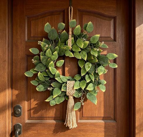 26" Green Hibiscus & Eucalyptus Leaf Wreath for Front Door - Large Artificial Greenery Outdoor Wreath for Porch, Window, Farmhouse, Home, Holiday, Hanging Decor - Spring, Summer, Fall, All Seasons in Kuwait