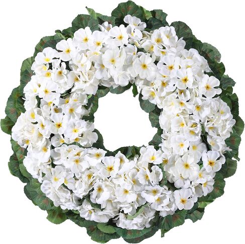 Artificial Geraniums Spring Wreaths for Front Door 17.7 Inch Spring Wreaths Door Wreaths for Outside Outdoor UV Resistant Wreaths Front Door Porch Garden Window Wall Decor Summer Fall All Season in Saudi Arabia
