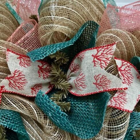 Beach Wreath, Luxury Handmade – Livin' The Coastal Life Flamingos Front Door Decor, 24 or 28 Inch in Kuwait