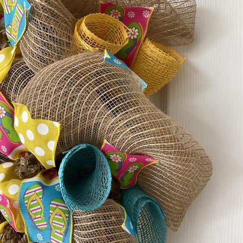 Pool is Open Burlap Deco Mesh Summer Wreath with Flip Flop Ribbons Available in 24 inch and 28 inch diameters in Kuwait