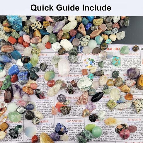 2lb 300+ Pcs 50Kinds Rocks and Minerals Set,Crystals and Gemstones Including Raw Crystals Tumbled Stones,Crystal Crushed Stones for Energy Chakra,Rocks Collections in Kuwait