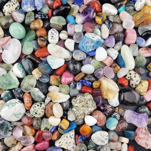 2lb 300+ Pcs 50Kinds Rocks and Minerals Set,Crystals and Gemstones Including Raw Crystals Tumbled Stones,Crystal Crushed Stones for Energy Chakra,Rocks Collections in Kuwait