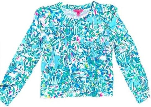 Lilly Pulitzer Jansen Long Sleeve Sweater Blue Ibiza Cabana Medium M in Kuwait