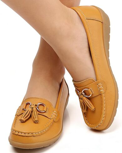 Womens Tassel Moccasin Loafers Comfortable Slip On Shoes Round Toe Soft Loafers Lightweight Casual Walking Shoes for Daily Wear in Saudi Arabia