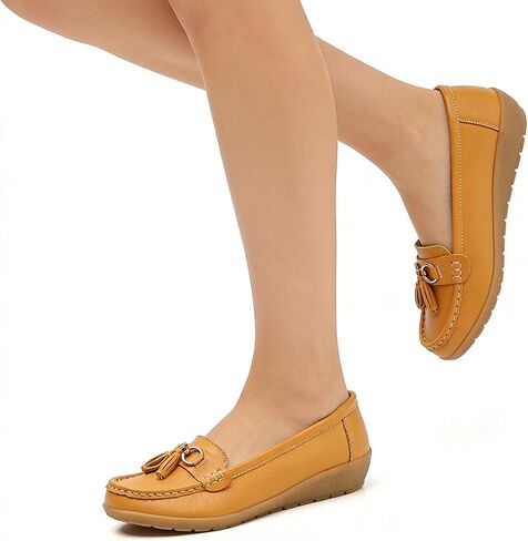 Womens Tassel Moccasin Loafers Comfortable Slip On Shoes Round Toe Soft Loafers Lightweight Casual Walking Shoes for Daily Wear in Saudi Arabia