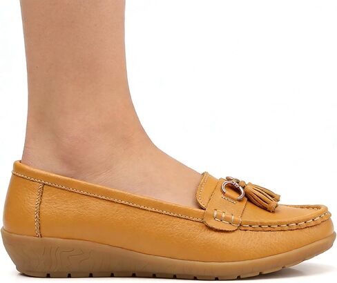 Womens Tassel Moccasin Loafers Comfortable Slip On Shoes Round Toe Soft Loafers Lightweight Casual Walking Shoes for Daily Wear in Saudi Arabia