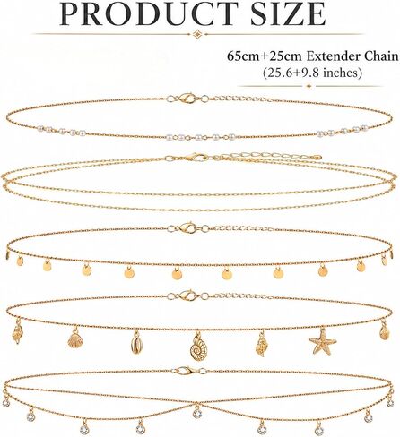 Gold Waist Chain for Women, Bikini Waist Beads Belly Chain for Summer, AdjustableCute Body Chains for Beach Party in Saudi Arabia
