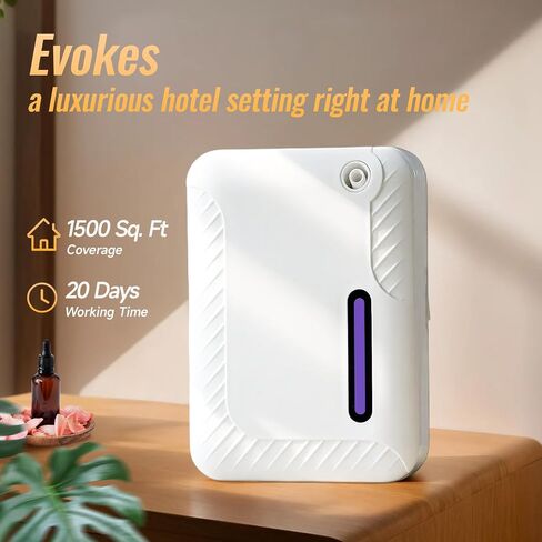 LACIDOLL Smart Scent Air Machine for Home, Bluetooth Waterless Essential Oil Diffuser with Cold Air Tech 250ML, 1500 sq. ft Coverage Scent Diffuser for Large Room, Office, Spa, White in Saudi Arabia