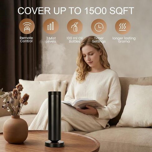 Cold Air Waterless Diffuser, Hotel Collection Diffuser, Waterless Essential Oil Diffuser for Homes, Offices, Covers 1000 Sq Ft, Remote Control (Fragrance Not Included) in Saudi Arabia