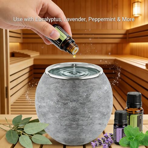 كوب حجري للعلاج العطري للساونا، موزع زيوت أساسية للساونا مقاوم للحرارة، وعاء صغير للعلاج العطري مع موزع من الفولاذ المقاوم للصدأ لليوجا في السبا in Kuwait