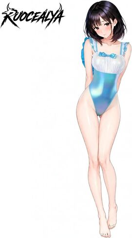 Sexy Laser-Cut Backless Swimsuit with Bow Tie – Maid Costume in Blue, No Padding – One-Size Fits Up to S-M, Adjustable Back Tie for Photoshoots in Kuwait