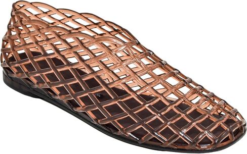 Wild Diva ANSLA-02 Women's Clear Jelly Cage Mesh Slip On Ballet Flats in Saudi Arabia