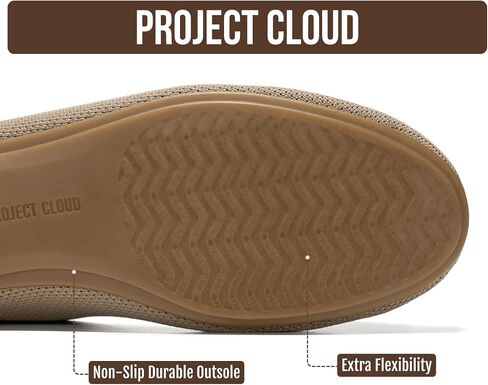 حذاء مسطح للسيدات من Project Cloud - حذاء باليه مسطح بنعل داخلي من الإسفنج الذكي للنساء - حذاء مريح خفيف الوزن وغير قابل للانزلاق للنساء 2026 (Prospect-NUDEKN,7M) in Kuwait
