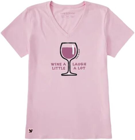 Life is Good Women's Wine A Laugh Little A Lot Short Sleeve Crusher-LITE Vee in Kuwait