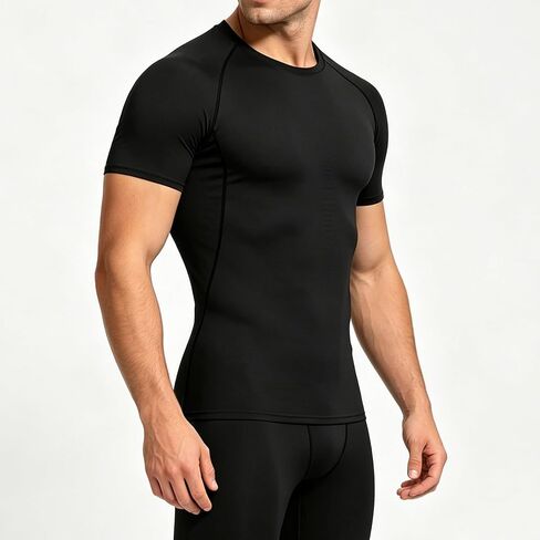 Men's Quick Dry Compression T-Shirt, Breathable Mesh Athletic Tee for Workout Running Training, Multiple Sizes & Colors in Kuwait