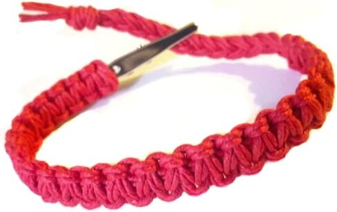 Adjustable Alligator Clip Red Mens Womens Hemp Bracelet - Handmade in Kuwait