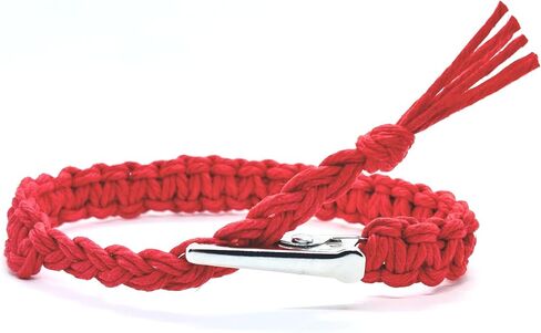 Adjustable Alligator Clip Red Mens Womens Hemp Bracelet - Handmade in Kuwait