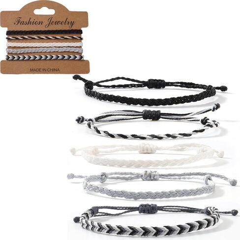 Boho Friendship Braided Woven Rope String Stackable Bracelet Set for Women Men,Handmade Beach Ocean Surfer Adjustable Jewelry,Daily Gift in Saudi Arabia