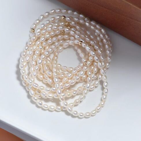 Pearl Stretch Bracelet 5-6mm AA-grade Oval Pearl Bracelet for Women Size 6.7" in Saudi Arabia