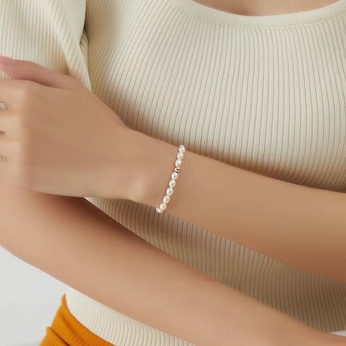 Pearl Stretch Bracelet 5-6mm AA-grade Oval Pearl Bracelet for Women Size 6.7" in Saudi Arabia