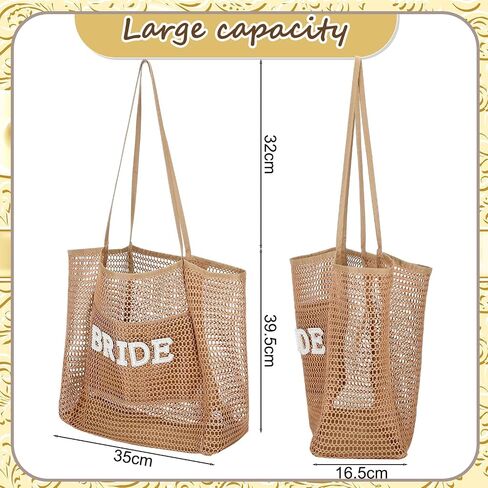 Bride Beach Mesh Tote Gift Beach Nylon Mesh Tote Bag for Bride Pearl Letter Bag Bachelorette Honeymoon Wedding Bridal Shower in Saudi Arabia