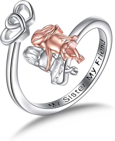 Sisters Ring for Women Bestie BFF Best Friend Ring Adjustable Size 7 Sisters Friendship Jewelry Gifts for Birthday Christmas Graduation in Saudi Arabia
