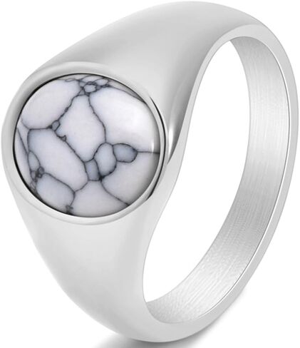 JUDE Jewelers Stainless Steel Created White Turquoise Stone Wedding Statement Pinky Ring in Saudi Arabia