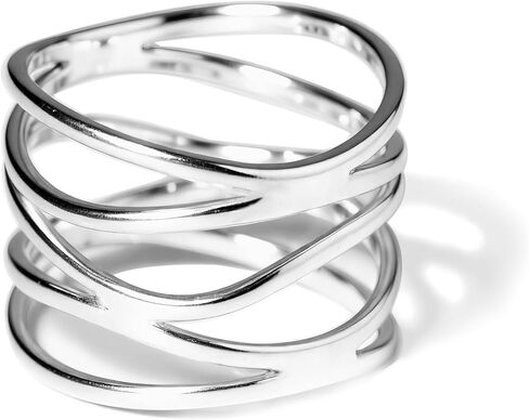 Multi Rows Cross Lines Knot Wide Band Ring, S925 Sterling Silver, Cocktail Party Punk Biker Gothic Statement Chunky Band, for Women in Saudi Arabia