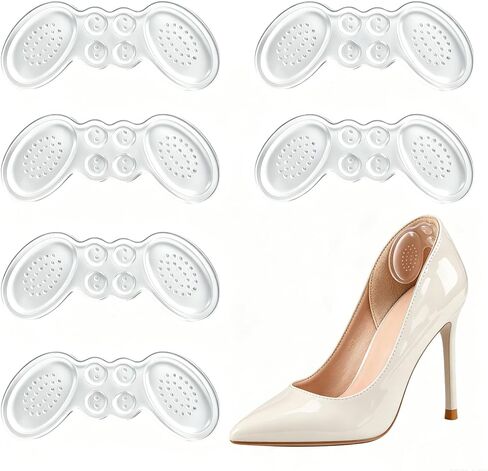 Clear Silicone Heel Grips for for Men Women Shoes, Butterfly Shape Heel Pads, 3mm Thick Reusable Washable Heel Inserts, Prevent Blisters & Heel Slipping, Fits High Heels Flats Boots, 3 Pairs in Saudi Arabia