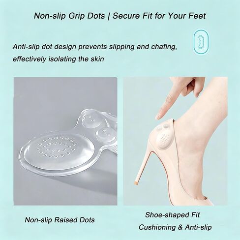 Clear Silicone Heel Grips for for Men Women Shoes, Butterfly Shape Heel Pads, 3mm Thick Reusable Washable Heel Inserts, Prevent Blisters & Heel Slipping, Fits High Heels Flats Boots, 3 Pairs in Saudi Arabia
