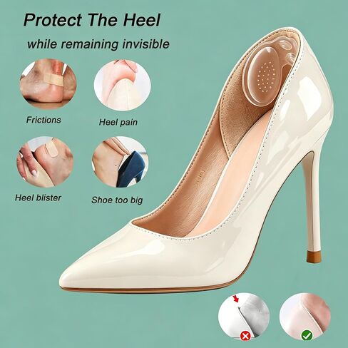 Clear Silicone Heel Grips for for Men Women Shoes, Butterfly Shape Heel Pads, 3mm Thick Reusable Washable Heel Inserts, Prevent Blisters & Heel Slipping, Fits High Heels Flats Boots, 3 Pairs in Saudi Arabia