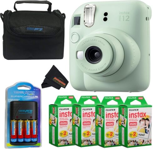 Fujifilm Instax Mini 12 Camera (Mint Green) with Fuji Instant Mini Film (80 Sheets) and PixiBytes Essential Bundle... in Saudi Arabia