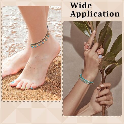 PH PandaHall 2 Styles Bohemian Anklets Bracelet Turquoise Bead Anklet Golden Jingling Bell Bracelets Braided Anklets Beaded Chain Bracelet for Women Boho Summer Hawaii Beach Party Jewelry Gift in Kuwait