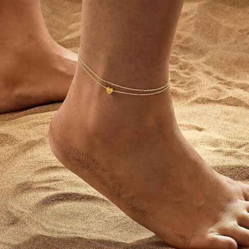 Gold Ankle Bracelets for Women, 14K Waterproof Gold Plated Anklets Set, Layered Gold Ankle Bracelets for Women Jewelry Gift in Kuwait