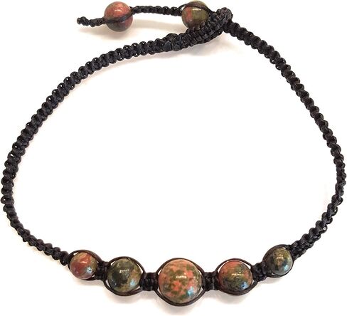 Infinityee888 Unakite Anklet Bracelet Macrame Braided woven wax cord adjustable Anklet for Men, Women -NYAKUK1 in Saudi Arabia