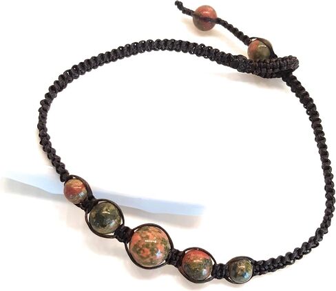 Infinityee888 Unakite Anklet Bracelet Macrame Braided woven wax cord adjustable Anklet for Men, Women -NYAKUK1 in Saudi Arabia
