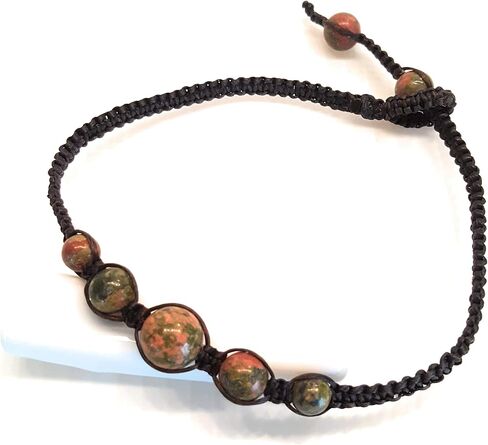 Infinityee888 Unakite Anklet Bracelet Macrame Braided woven wax cord adjustable Anklet for Men, Women -NYAKUK1 in Saudi Arabia