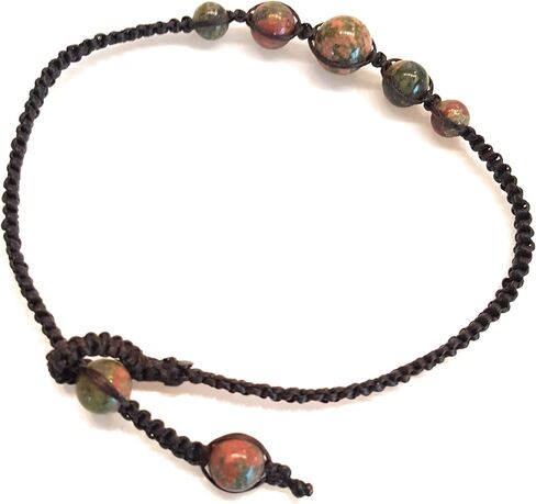 Infinityee888 Unakite Anklet Bracelet Macrame Braided woven wax cord adjustable Anklet for Men, Women -NYAKUK1 in Saudi Arabia