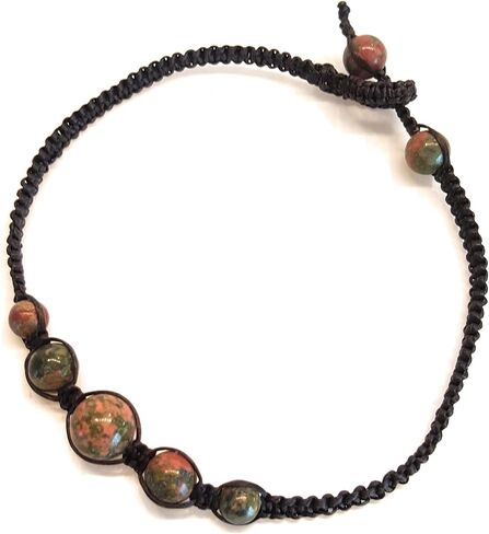 Infinityee888 Unakite Anklet Bracelet Macrame Braided woven wax cord adjustable Anklet for Men, Women -NYAKUK1 in Saudi Arabia
