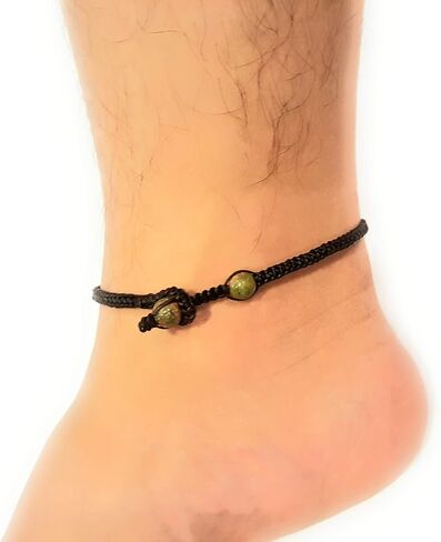 Infinityee888 Unakite Anklet Bracelet Macrame Braided woven wax cord adjustable Anklet for Men, Women -NYAKUK1 in Saudi Arabia