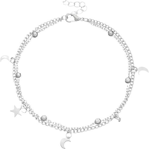 18K Gold Plated Anklets for Women Silver Plated Star Moon Ankle Bracelets Non Tarnish Chain Foot Jewelry in Saudi Arabia