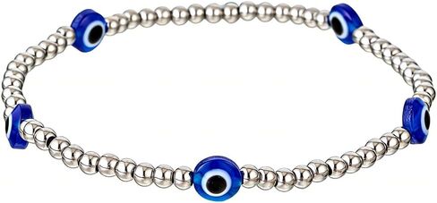 Evil Eye Anklet for Women Handmade Gold Tone Stretch Beaded Stainless Steel Evil Eye Charm Ankle Bracelets for Women Waterproof in Kuwait