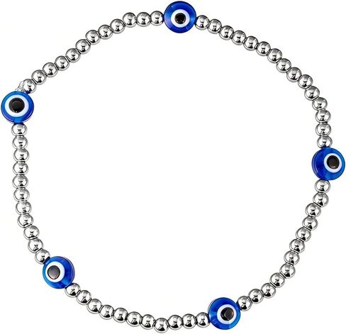 Evil Eye Anklet for Women Handmade Gold Tone Stretch Beaded Stainless Steel Evil Eye Charm Ankle Bracelets for Women Waterproof in Kuwait